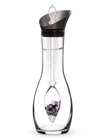 VitaJuwel Era GARDIEN | Carafe à pierres précieuses avec tourmaline noire (Schörl), améthyste et cristal de roche 1