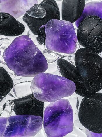 VitaJuwel Era GARDIEN | Carafe à pierres précieuses avec tourmaline noire (Schörl), améthyste et cristal de roche 3