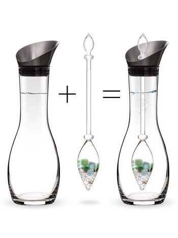 VitaJuwel Era FOREVER YOUNG | Carafe de pierres précieuses avec aigue-marine, aventurine, quartz fumé et cristal de roche 2