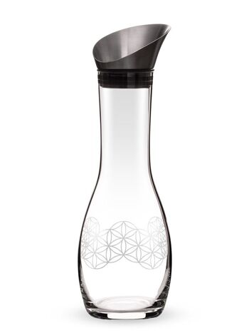 VitaJuwel Era FLEUR DE VIE | Carafe en verre pour fioles de pierres précieuses avec fleur de vie - gravure