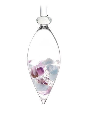 VitaJuwel Era FLEUR DE VIE | Carafe en pierres précieuses gravée d'une fleur de vie et améthyste, aigue-marine, cristal de roche 4