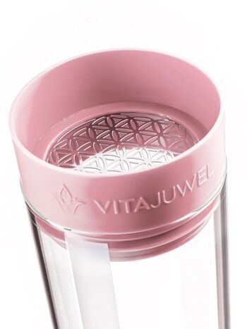 VitaJuwel Sana BEAUTY fleur de rose | Carafe en verre avec pierres précieuses (améthyste, quartz rose, jade et cristal de roche) - pour la détente, l'amour-propre et la vitalité 2