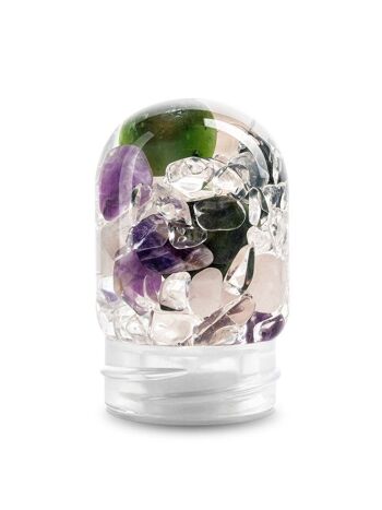 VitaJuwel Sana BEAUTY fleur de rose | Carafe en verre avec pierres précieuses (améthyste, quartz rose, jade et cristal de roche) - pour la détente, l'amour-propre et la vitalité 4