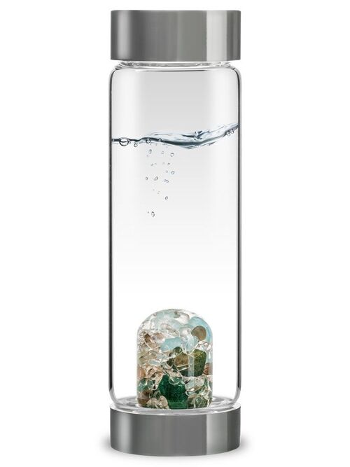 VitaJuwel ViA FOREVER YOUNG | Water bottle with aquamarine, aventurine, smoky quartz & rock crystal for detox and serenity