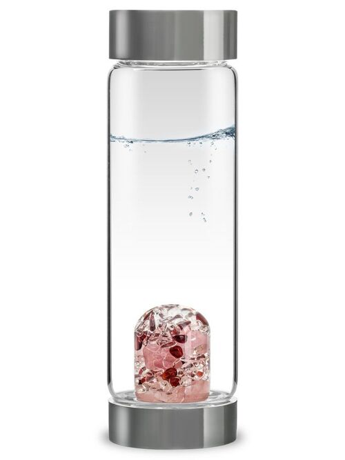 VitaJuwel ViA LOVE | Water bottle with rose quartz, garnet & rock crystal for harmony and sensuality