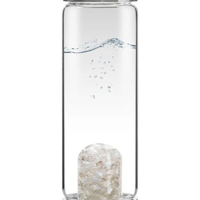 VitaJuwel ViA LUNA | Botella de agua con piedra lunar y cristal de roca para la intuición y la empatía