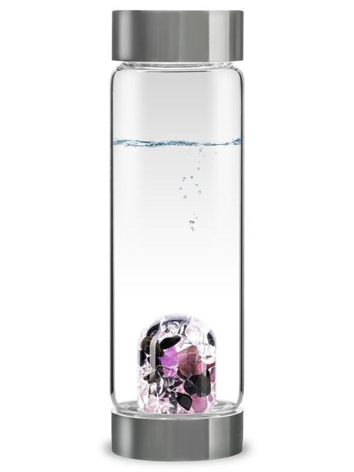 VitaJuwel ViA GUARDIAN | Water bottle black tourmaline (schorl), amethyst & rock crystal for open-mindedness, protection & clarity