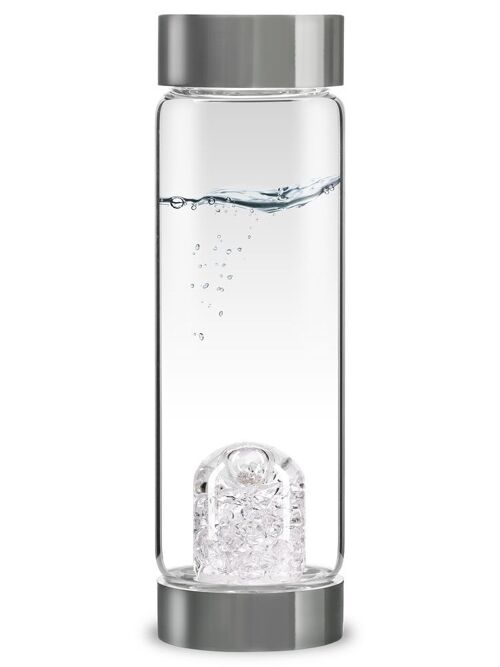 VitaJuwel ViA DIAMONDS | Water bottle with real diamond chips (4 ct.) & rock crystal for inner strength and energy
