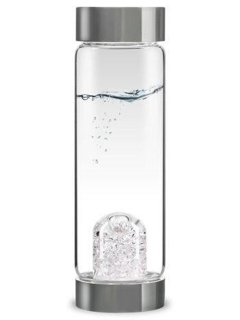 VitaJuwel ViA DIAMANTS | Bouteille d'eau avec de véritables éclats de diamant (4 ct.) & cristal de roche pour la force intérieure et l'énergie 1