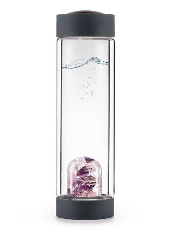 VitaJuwel ViA CHALEUR BIEN-ÊTRE | Bouteille de thé en verre à double paroi avec améthyste, quartz rose et cristal de roche 1