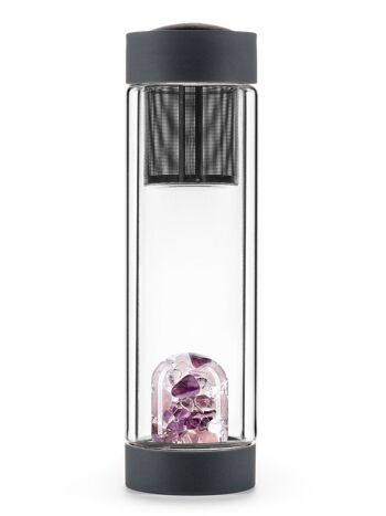 VitaJuwel ViA CHALEUR BIEN-ÊTRE | Bouteille de thé en verre à double paroi avec améthyste, quartz rose et cristal de roche 3