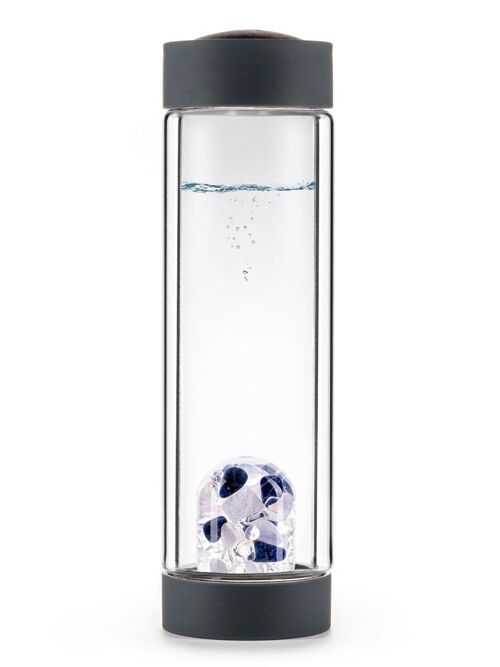 VitaJuwel ViA HEAT BALANCE | Tea bottle made of double-walled glass with sodalite, chalcedony & rock crystal