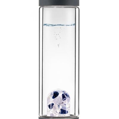 VitaJuwel ViA HEAT BALANCE | Tea bottle made of double-walled glass with sodalite, chalcedony & rock crystal