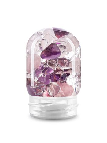 VitaJuwel GemPod BIEN-ÊTRE | Insert en verre pour bouteilles et carafes VitaJuwel avec améthyste, quartz rose et cristal de roche 1