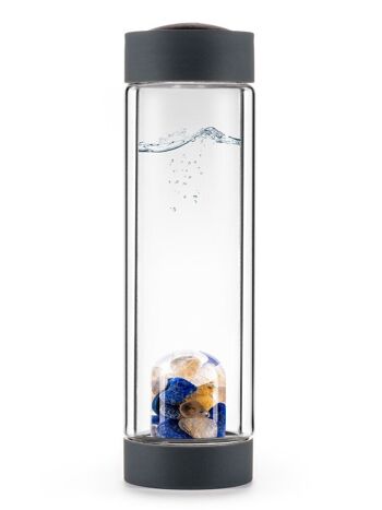 VitaJuwel ViA INSPIRATION DE CHALEUR | Bouteille de thé en verre à double paroi avec lapis-lazuli et quartz rutile 1