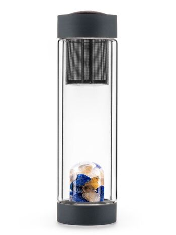 VitaJuwel ViA INSPIRATION DE CHALEUR | Bouteille de thé en verre à double paroi avec lapis-lazuli et quartz rutile 3