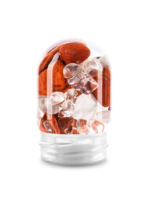 VitaJuwel GemPod FITNESS| Glaseinsatz für VitaJuwel Flaschen und Karaffen mit Roter Jaspis, Magnesit & Bergkristall