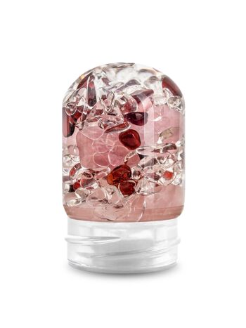 VitaJuwel GemPod AMOUR | Insert en verre pour bouteilles et carafes VitaJuwel avec quartz rose, grenat et cristal de roche 1