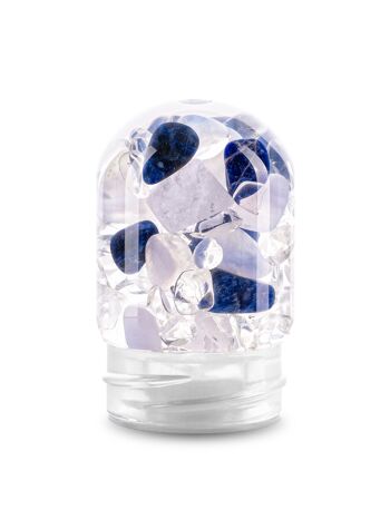 VitaJuwel GemPod ÉQUILIBRE | Insert en verre pour bouteilles et carafes VitaJuwel avec sodalite, calcédoine et cristal de roche 1