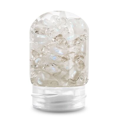 VitaJuwel GemPod LUNA | Inserto de vidrio para botellas y garrafas VitaJuwel con piedra lunar y cristal de roca