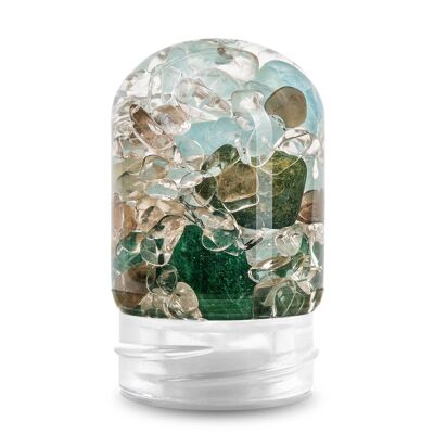 VitaJuwel GemPod SIEMPRE JOVEN | Accesorio de vidrio para botellas y garrafas VitaJuwel con aguamarina, aventurina, cuarzo ahumado y cristal de roca