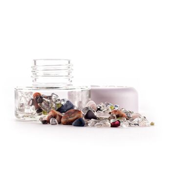 Pot de cristal VitaJuwel 7 CHAKRAS | Pierres d'eau (cristal de roche - améthyste - sodalite - quartz rose - péridot - cornaline - grenat)