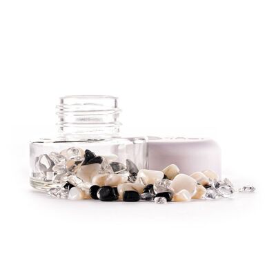 VitaJuwel Tarro de Cristal YIN YANG | Piedras de agua (turmalina - ópalo de leche - cristal de roca)