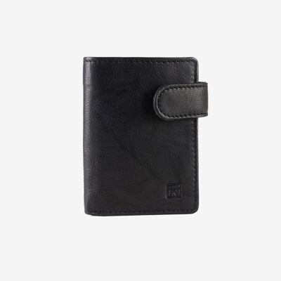 Portefeuille en cuir naturel pour homme, noir, série ANTIC-NAPPA/LEATHER. 8x10.5 cm