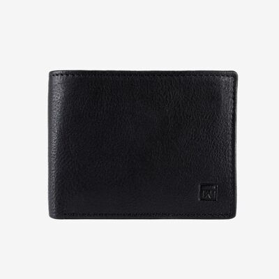 Billetero en piel natural para hombre, color negro, Serie ANTIC-NAPPA/LEATHER. 10.5x8 cm