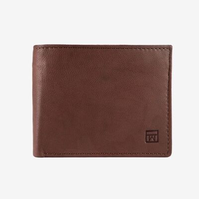 Portefeuille en cuir naturel pour homme, marron, série ANTIC-NAPPA/LEATHER. 10.5x8cm