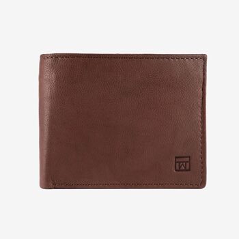 Portefeuille en cuir naturel pour homme, marron, série ANTIC-NAPPA/LEATHER. 10.5x8cm 1