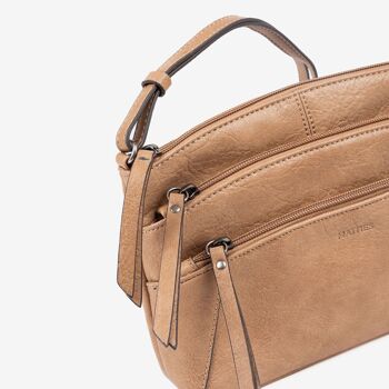 Petit sac bandoulière pour femme, couleur camel, série minibags Emerald. 25.5x16x06cm 2