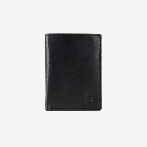 Billetero en piel natural para hombre, color negro, Serie ANTIC-NAPPA/LEATHER. 8.5x11 cm