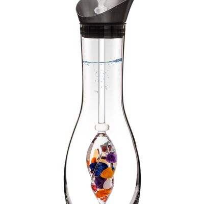 VitaJuwel Era AYURVÉDA | Carafe de pierres précieuses avec opale de lait, améthyste, cristal de roche, lapis-lazuli, grenat, cornaline, calcite orange