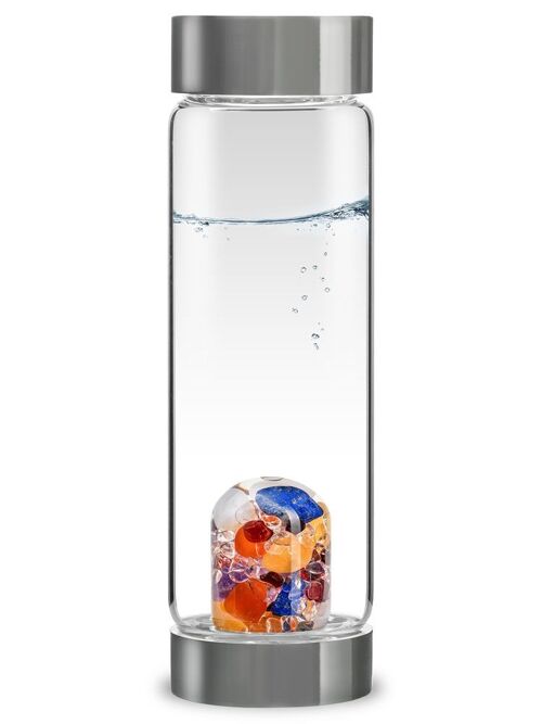 VitaJuwel ViA AYURVEDA | Water bottle with milk opal, amethyst, rock crystal, lapis lazuli, garnet, carnelian, orange calcite