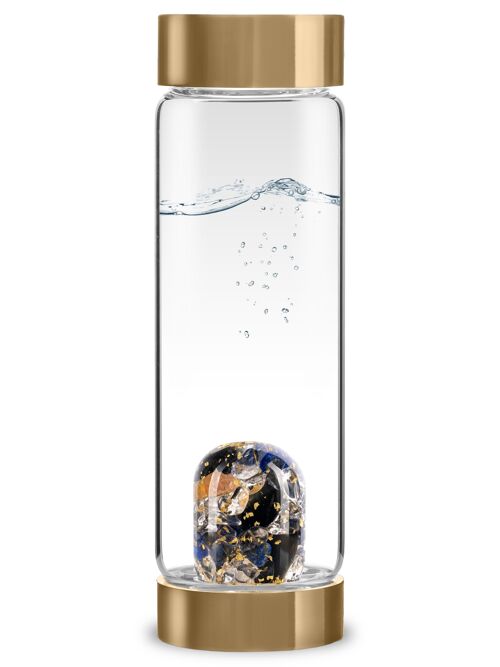 Via IMPERIA.KING | Water bottle with obsidian, lapis lazuli, imperial topaz, rock crystal & 24k gold