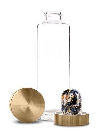 Via IMPÉRIA.ROI | Bouteille d'eau avec obsidienne, lapis-lazuli, topaze impériale, cristal de roche et or 24 carats 2