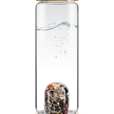 Via IMPERIA.QUEEN | Water bottle with obsidian, garnet, imperial topaz, rock crystal & 24k gold