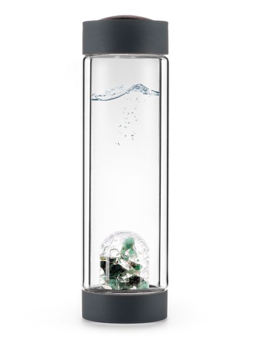 VitaJuwel ViA HEAT VITALITY | Tea bottle made of double-walled glass with emerald & rock crystal