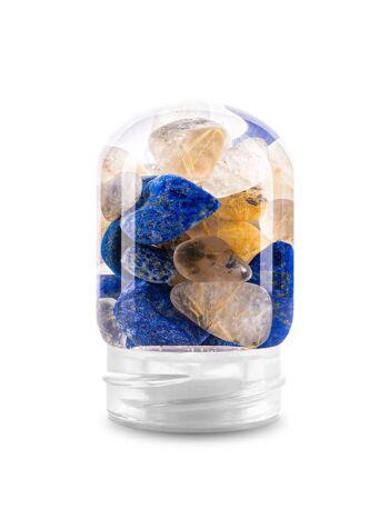 VitaJuwel GemPod INSPIRATION | Insert en verre pour bouteilles et carafes VitaJuwel avec lapis lazuli et quartz rutile