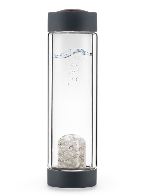 VitaJuwel ViA HEAT LUNA | Tea bottle made of double-walled glass with moonstone & rock crystal