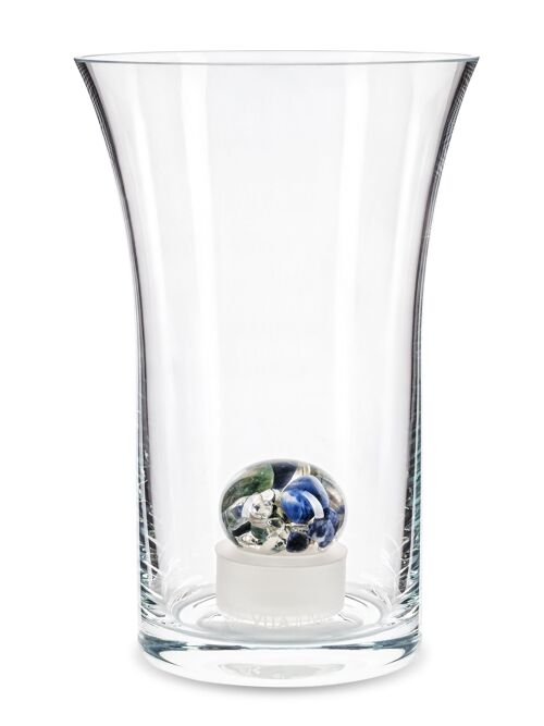 VitaJuwel Flora | Glass flower vase with gemstones (sodalite - moss agate - rock crystal)