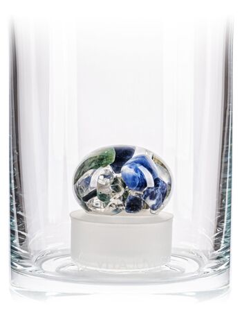 VitaJuwel Flore | Vase à fleurs en verre avec pierres précieuses (sodalite - agate mousse - cristal de roche) 2