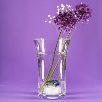 Flore VitaJuwel | Vase à fleurs en verre avec pierres précieuses (sodalite - agate mousse - cristal de roche) 4