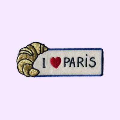 Croissant, I love Paris, Patch thermocollant, Ecusson