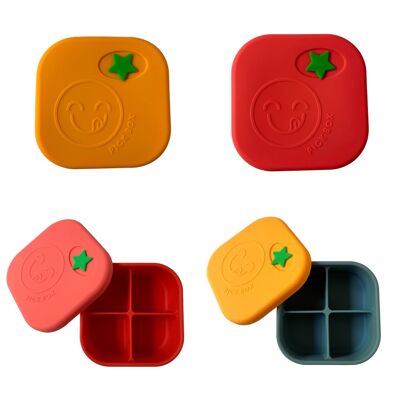 Pick Box Snack - Scatola per snack quadrata in silicone a 4 scomparti