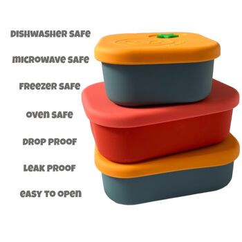 Pick Box Snack - Boîte à collation carrée en silicone à 4 compartiments 11