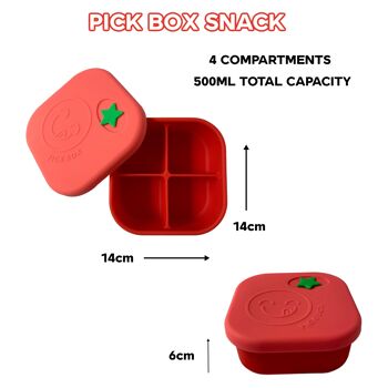 Pick Box Snack - Boîte à collation carrée en silicone à 4 compartiments 12