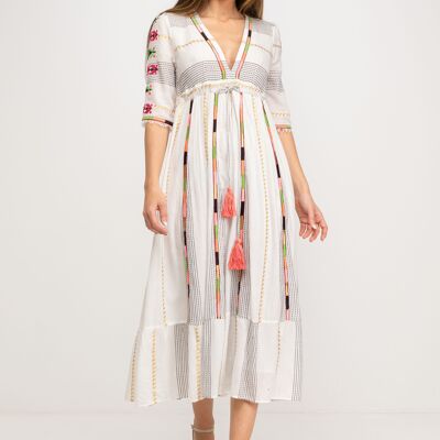 ROBE BRODÉE 100% COTON IC2610V_CRUDO