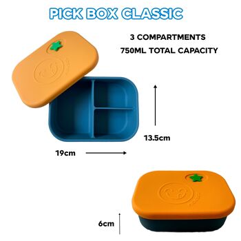 Pick Box Classic - Boîte à lunch en silicone à 3 compartiments 12